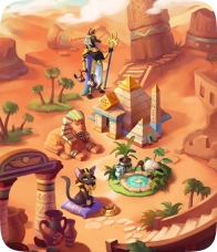 Board game with Egyptian tombs and hieroglyphs